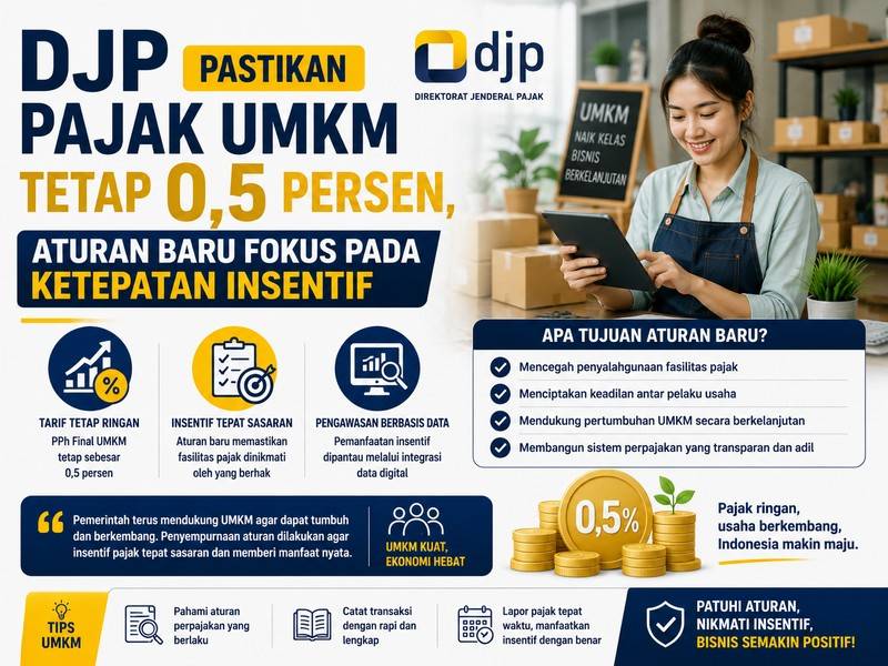 DJP Pastikan Pajak UMKM Tetap 0,5 Persen, Aturan Baru Fokus pada Ketepatan Insentif