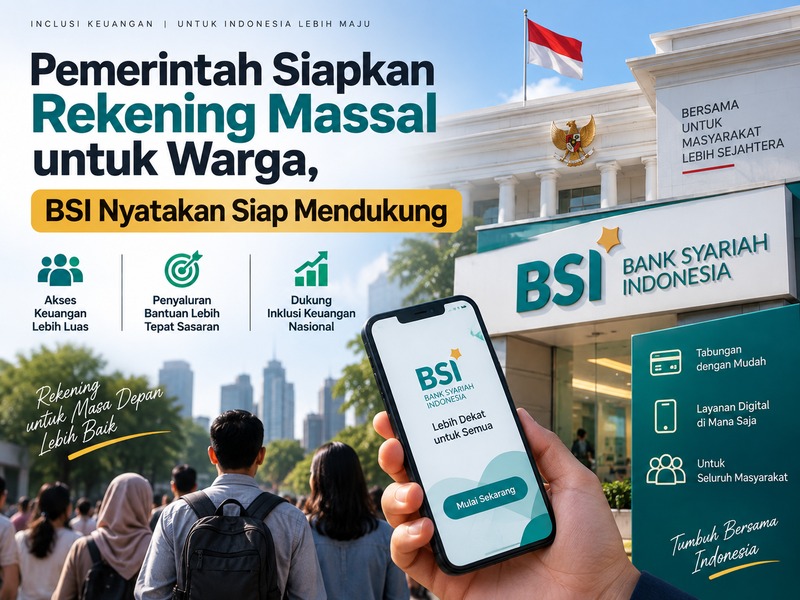 Pemerintah Siapkan Rekening Massal untuk Warga, BSI Nyatakan Siap Mendukung