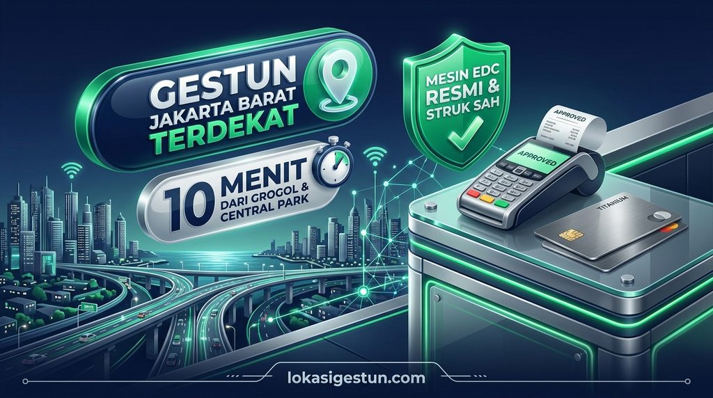 Alt Text: Lokasi jasa gestun kartu kredit terdekat di Jakarta Barat dari Grogol Tanjung Duren dan Central Park dengan mesin EDC resmi di lokasigestun.com