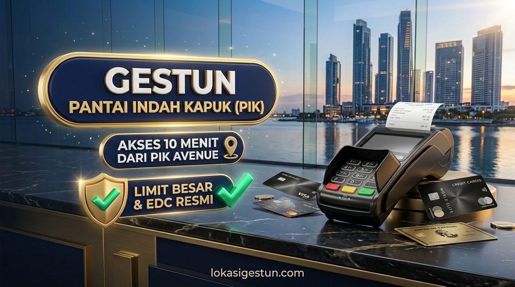 Lokasi jasa gestun kartu kredit terdekat di Pantai Indah Kapuk PIK 1 dan PIK 2 dengan dukungan kartu limit besar mesin EDC resmi di lokasigestun.com
