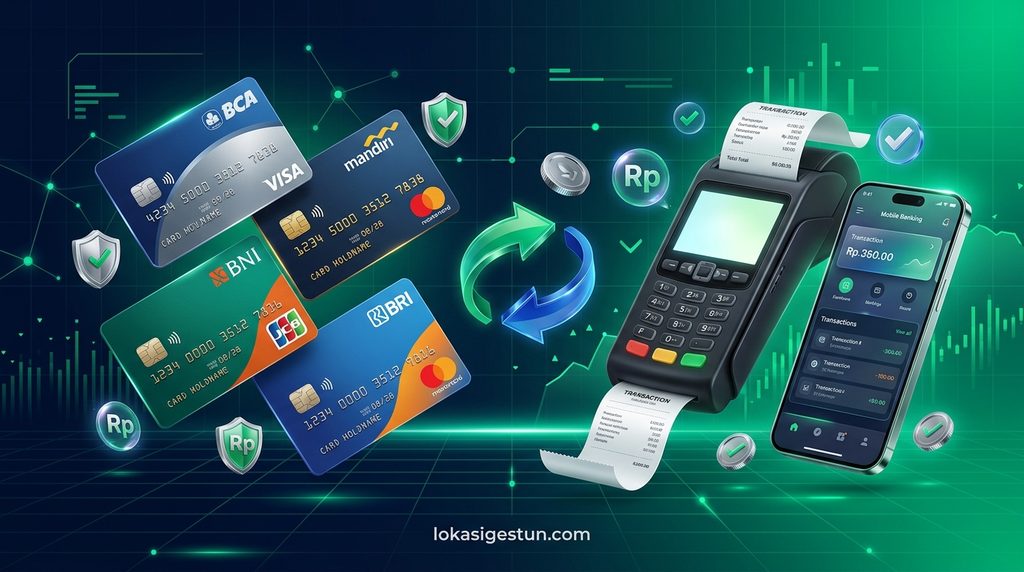 Infografis panduan gestun kartu kredit BCA Mandiri BNI dan BRI terpercaya di LokasiGestun